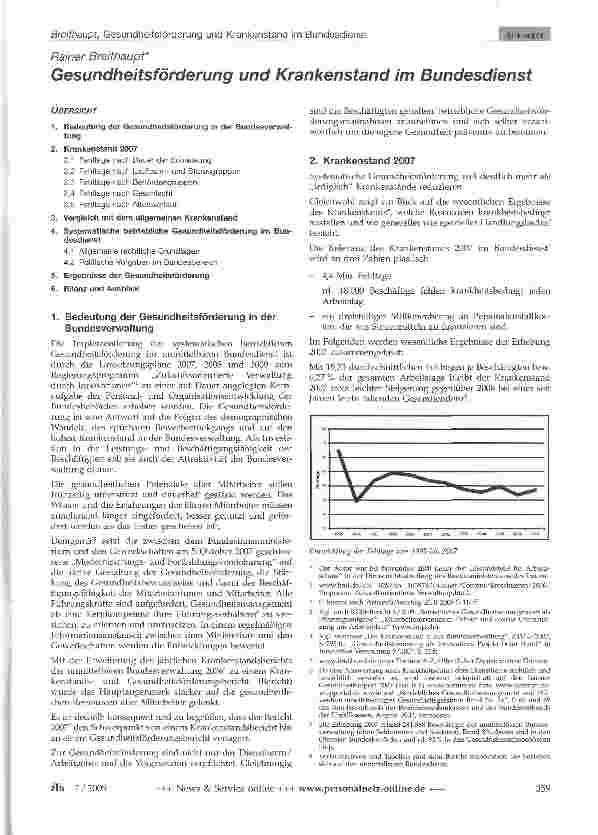 Vorschauseite 1: Gesundheitsförderung und Krankenstand im Bundesdienst