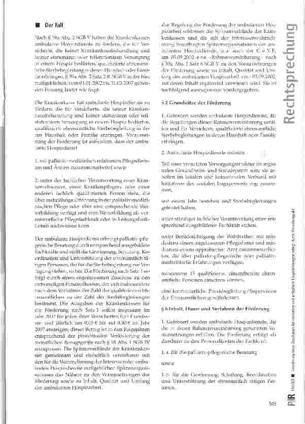 Vorschauseite 2: Gewährung eines Zuschusses für stationäre und ambulante Hospizleistungen erfolgt durch Verwaltungsakt