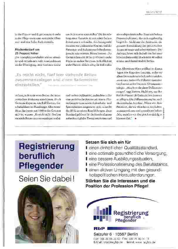 Vorschauseite 3: Die Kliniken entdecken die Hochbetagten