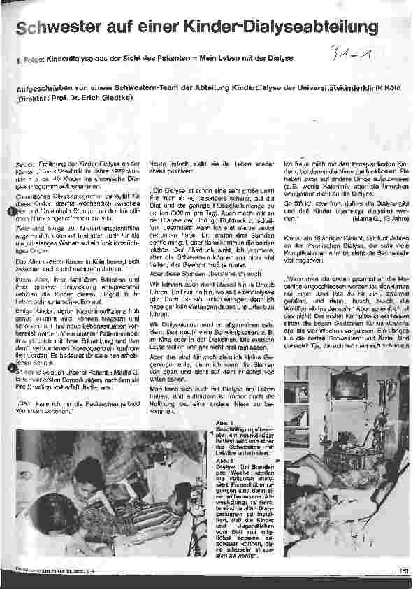 Vorschauseite 1: Schwester auf einer Kinder-Dialyseabteilung 1. Folge: Kinderdialyse aus Sicht des Patienten