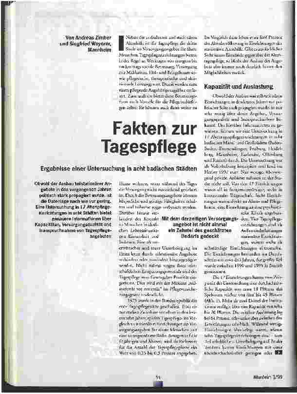 Vorschauseite 1: Fakten zur Tagespflege Ergebnisse einer Untersuchung in acht badischen Städten