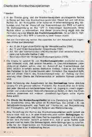 Vorschauseite 1: Charta des Krankenhauspatienten
