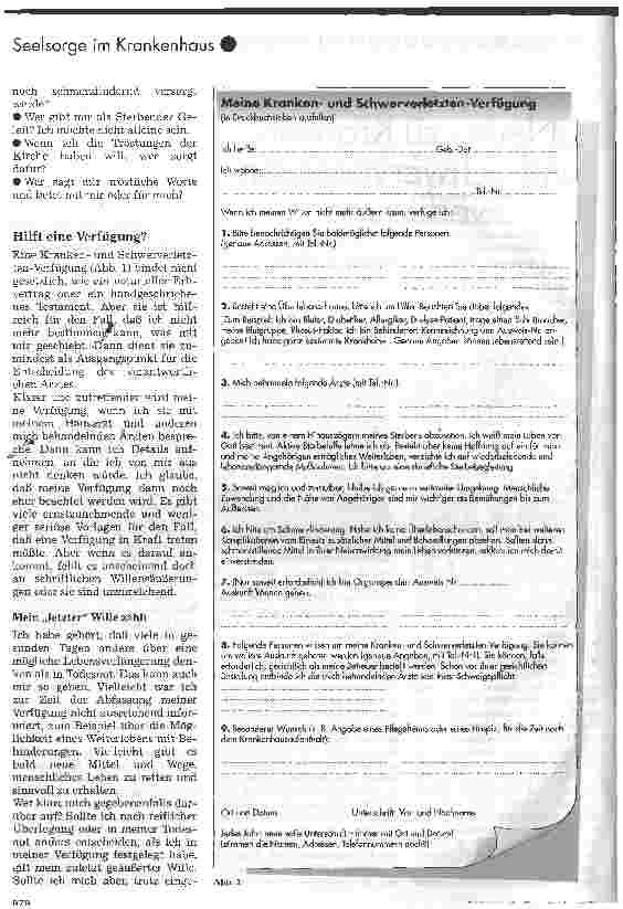 Vorschauseite 2: Neues zu Krankenund Schwerverletztenverfügung