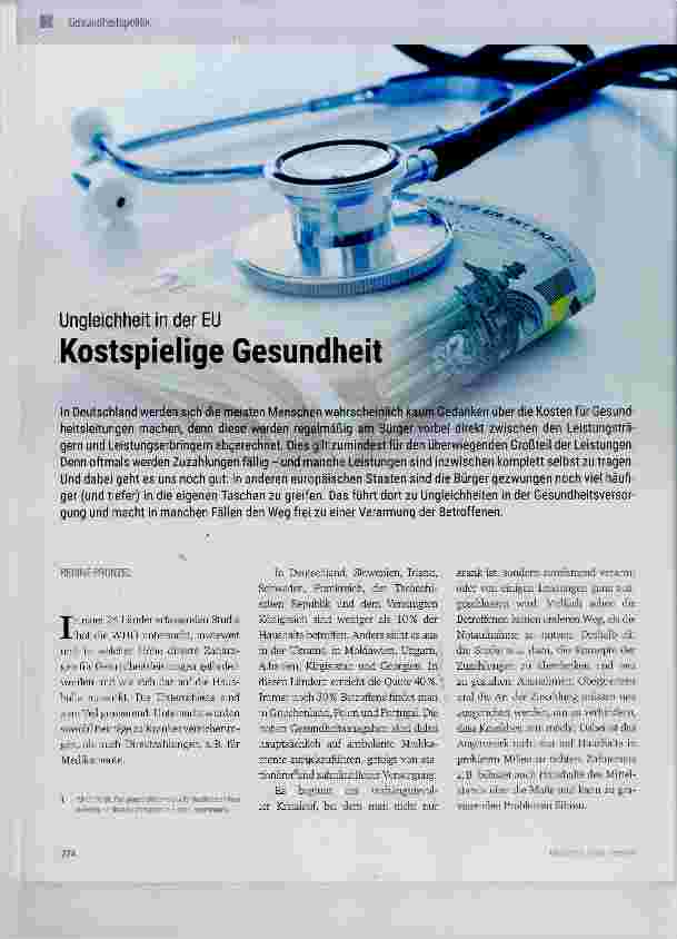 Vorschauseite 1: Kostspielige Gesundheit