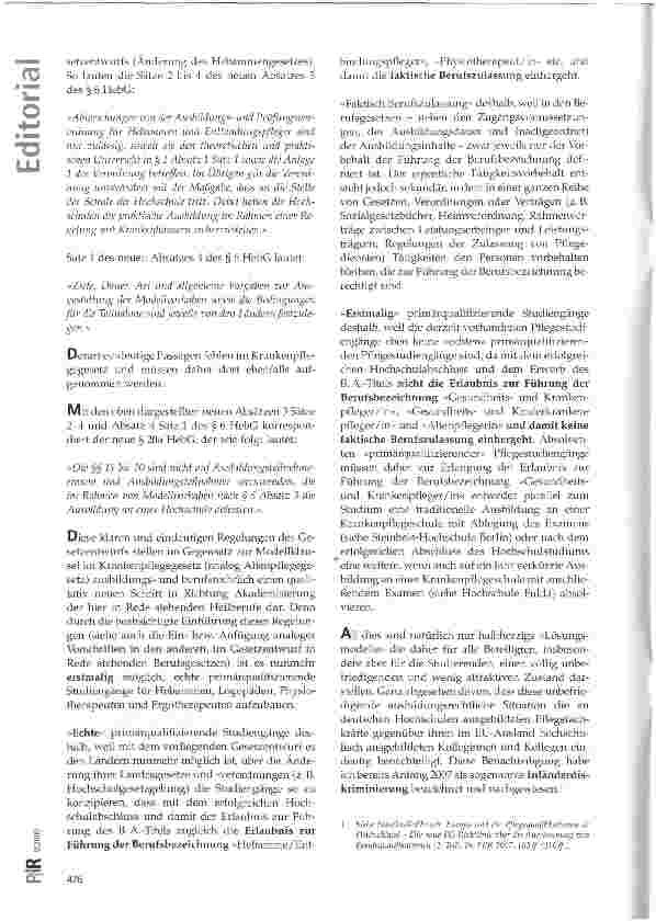 Vorschauseite 2: Stellungnahme zum Entwurf eines Gesetzes zur Einführung einer Modellklausel in die Berufsgesetze der Hebammen, Logopäden, Physiotherapeuten und Ergotherapeuten (BT-Drucks. 16/9898…