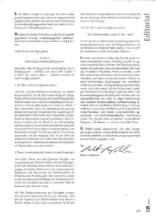 Vorschauseite 3: Stellungnahme zum Entwurf eines Gesetzes zur Einführung einer Modellklausel in die Berufsgesetze der Hebammen, Logopäden, Physiotherapeuten und Ergotherapeuten (BT-Drucks. 16/9898…