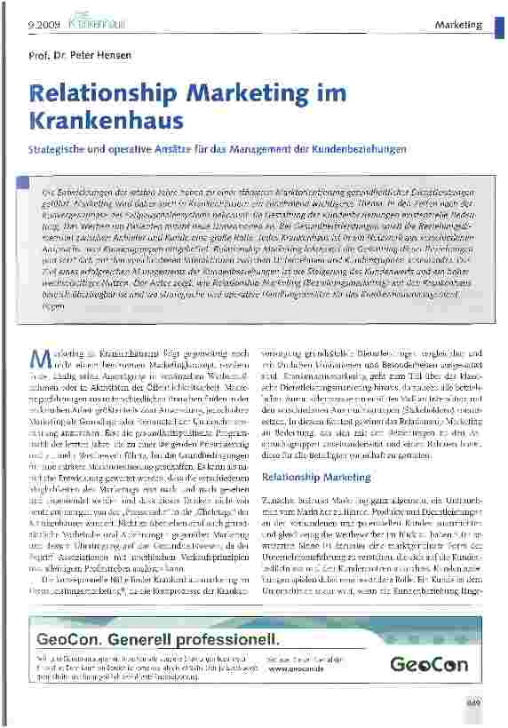 Vorschauseite 1: Relationship Marketing im Krankenhaus Strategische und operative Ansätze für das Management der Kundenbeziehungen
