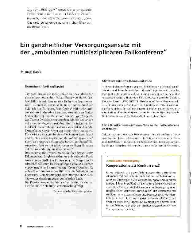 Vorschauseite 1: Ein ganzheitlicher Versorgungsansatz mit der „ambulanten multidisziplinären Fallkonferenz