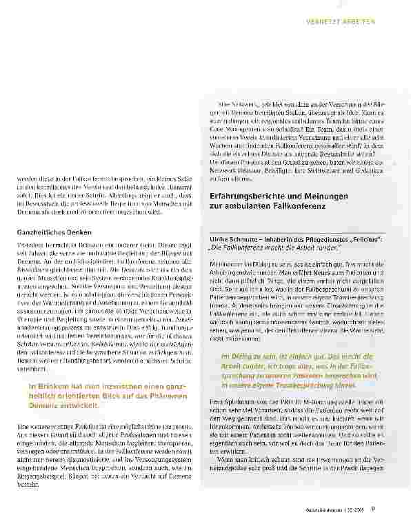 Vorschauseite 2: Ein ganzheitlicher Versorgungsansatz mit der „ambulanten multidisziplinären Fallkonferenz