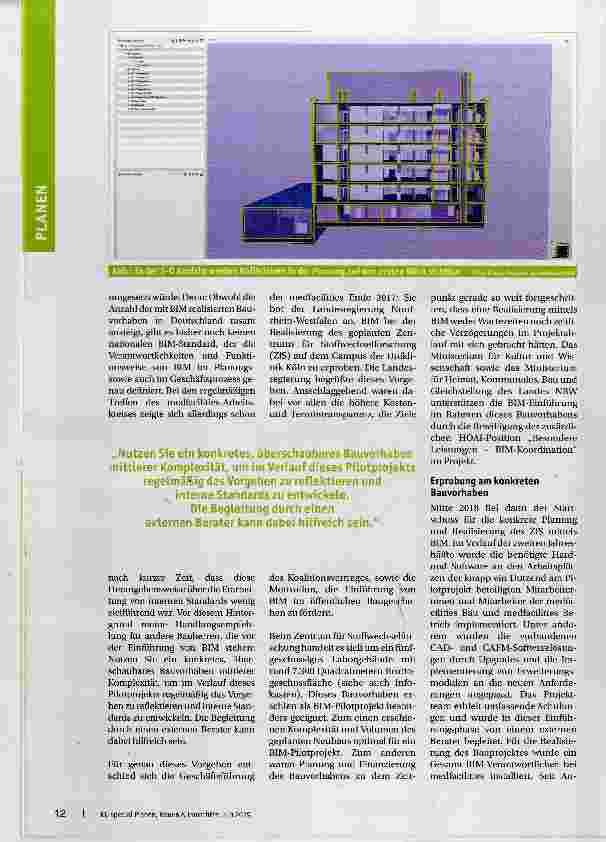 Vorschauseite 3: Uniklinik Köln realisiert Bauvorhaben mittels Building Information Modeling