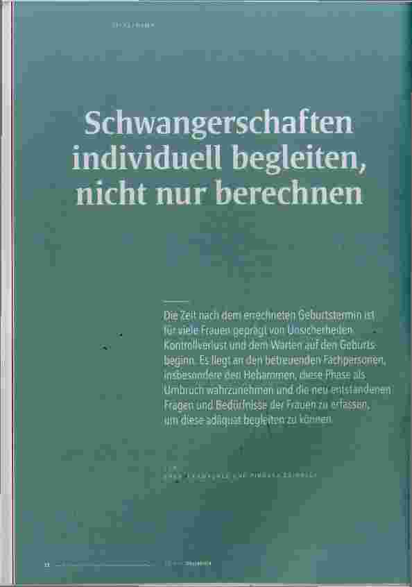 Vorschauseite 1: Schwangerschaften individuell hegleiten, nicht nur berechnen