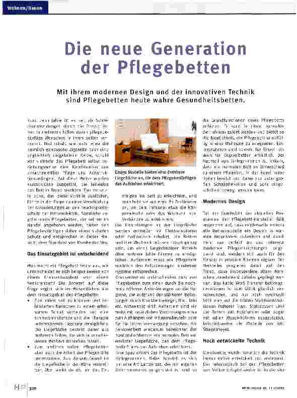 Vorschauseite 1: Die neue Generation der Pflegebetten
