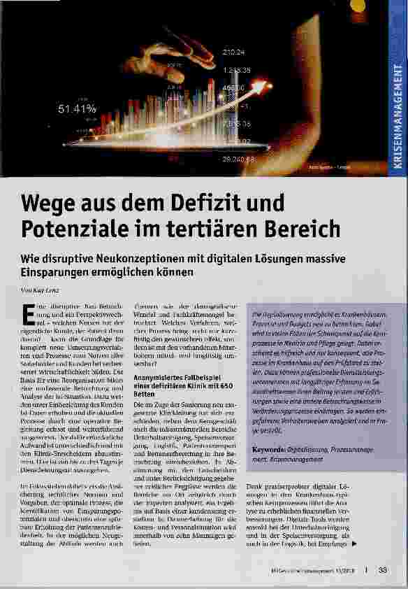 Vorschauseite 1: Wege aus dem Defizit und Potenziale im tertiären Bereich