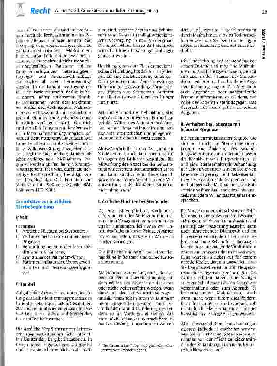 Vorschauseite 2: Die Bundesärztekammer hat ihre Grundsätze zur ärztlichen Sterbebegleitung verabschiedet
