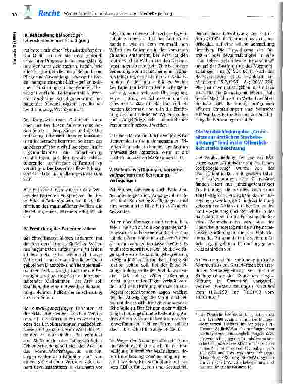 Vorschauseite 3: Die Bundesärztekammer hat ihre Grundsätze zur ärztlichen Sterbebegleitung verabschiedet