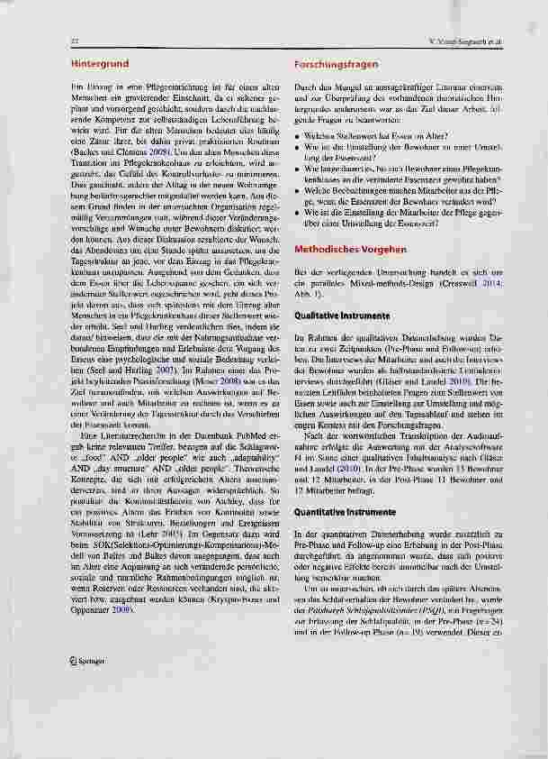 Vorschauseite 2: Anpassungsfähigkeit von Bewohnern eines Pflegekrankenhauses am Beispiel einer Veränderung der Essenszeit ein Mixed-methods-Design