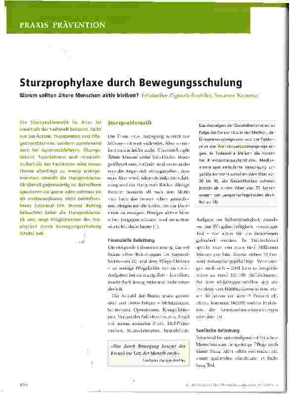 Vorschauseite 1: Sturzprophylaxe durch Bewegungsschulung