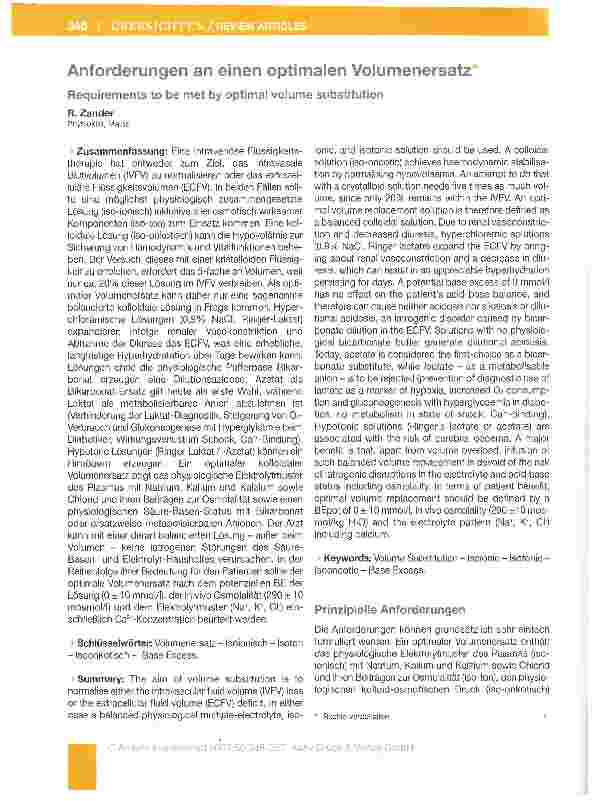 Vorschauseite 1: Anforderungen an einen optimalen Volumenersatz