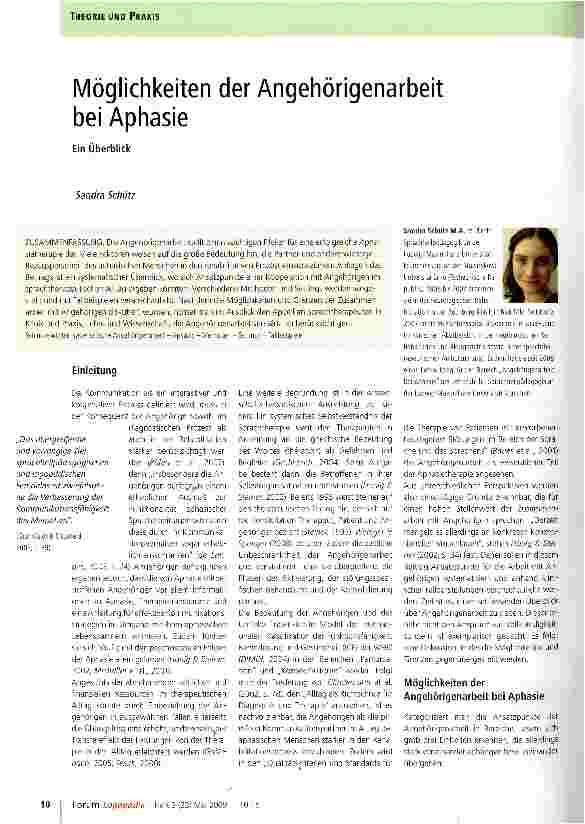Vorschauseite 1: Möglichkeiten der Angehörigenarbeit bei Aphasie