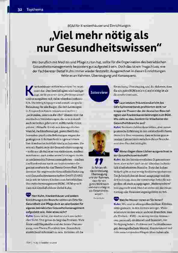 Vorschauseite 1: Viel mehr nötig als nur Gesundheitswissen