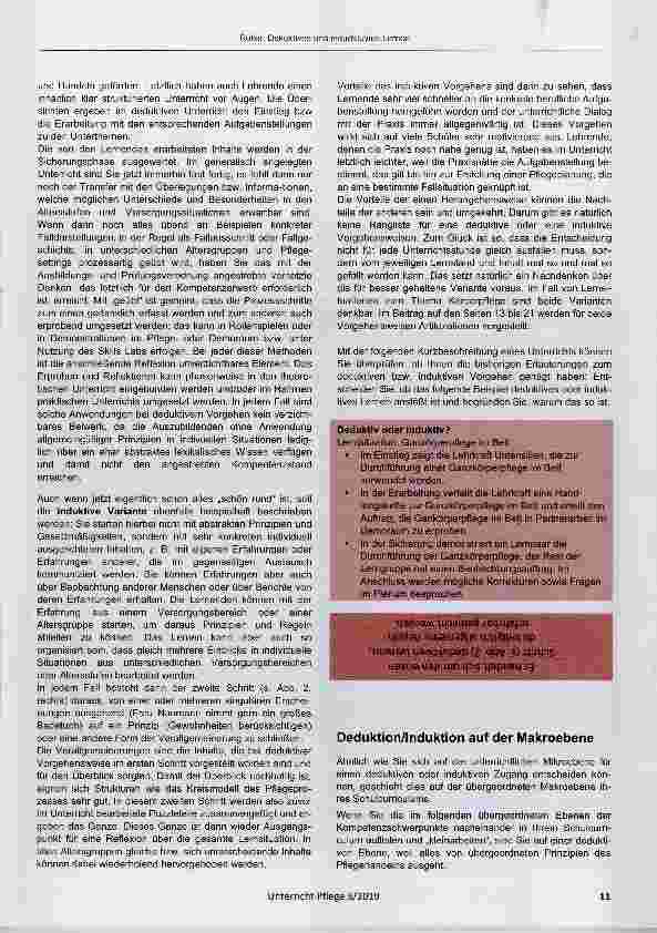 Vorschauseite 4: Deduktion und Induktion in der Generalistik mit Beispielen zur Lernsituation „Bei der Körperpfiege unterstützen“