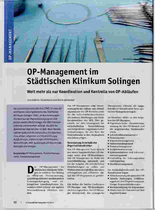 Vorschauseite 1: OP-Management im Städtischen Klinikum Solingen