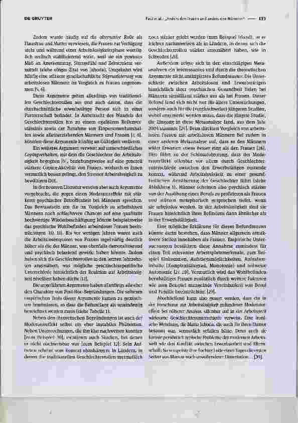Vorschauseite 2: „Anders den Frauen und anders den Männern“ Differentielle Einflüsse von Arbeitslosigkeit auf die psychische Gesundheit