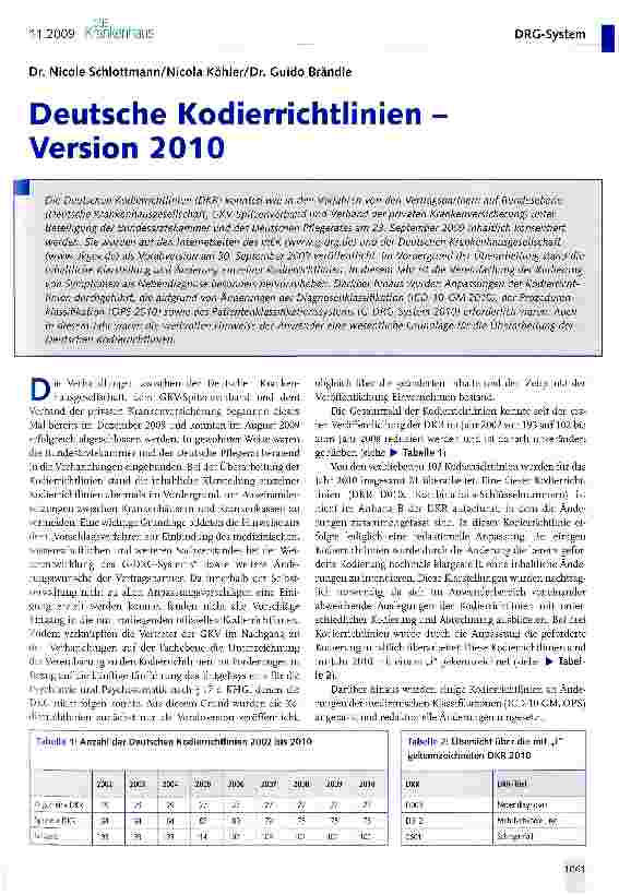 Vorschauseite 1: Deutsche Kodierrichtlinien Version 2010