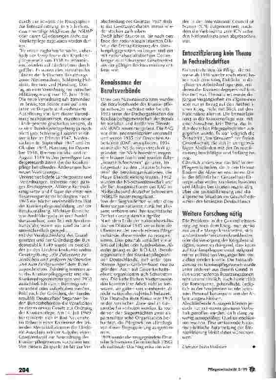 Vorschauseite 4: Entnazifizierung der deutschen Krankenpflege nach 1945 : Die Vergangenheit wurde nur mühsam bewältigt