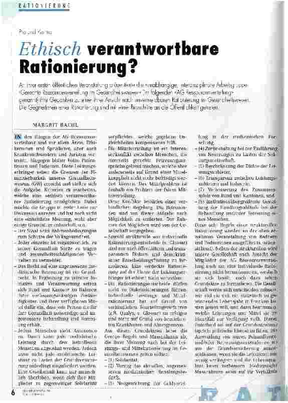 Vorschauseite 1: Ethisch verantwortbare Rationierung?