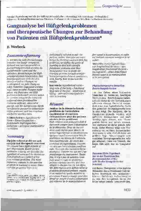 Vorschauseite 1: Ganganalyse bei Hüftgelenkproblemenund therapeutische Übungen zur Behandlungvon Patienten mit Hüftgelenkproblemen