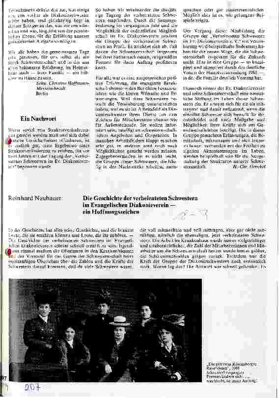 Vorschauseite 1: Die Geschichte der verheirateten Schwestern im Evangelischen Diakonieverein - ein Hoffnungszeichen