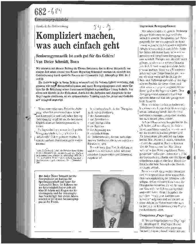 Vorschauseite 1: Kompliziert machen, was auch einfach geht Seniorengymnastik ist auch gut für das Gehirn!