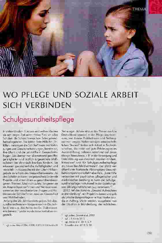 Vorschauseite 1: wo PFLEGE UND SOZIALE ARBEIT SICH VERBINDEN Schulgesundheitspflege