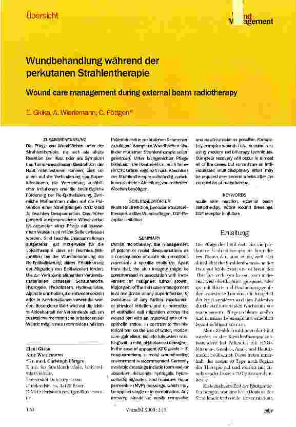 Vorschauseite 1: Wundbehandlung während der perkutanen Strahlentherapie