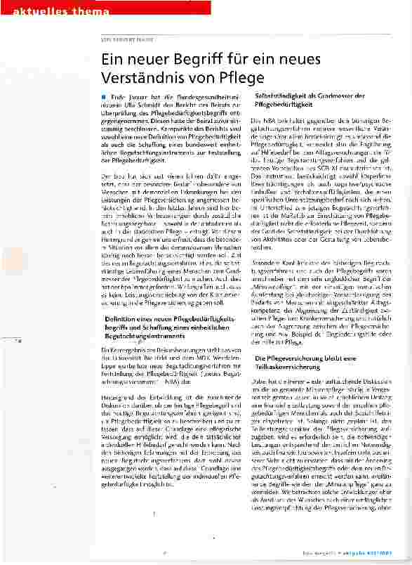 Vorschauseite 1: Ein neuer Begriff für ein neues Verständnis von Pflege