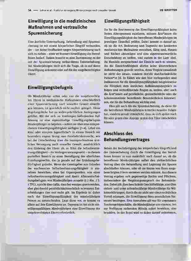 Vorschauseite 2: Ärztliche Versorgung Minderjähriger nach sexueller Gewalt eine juristische Perspektive