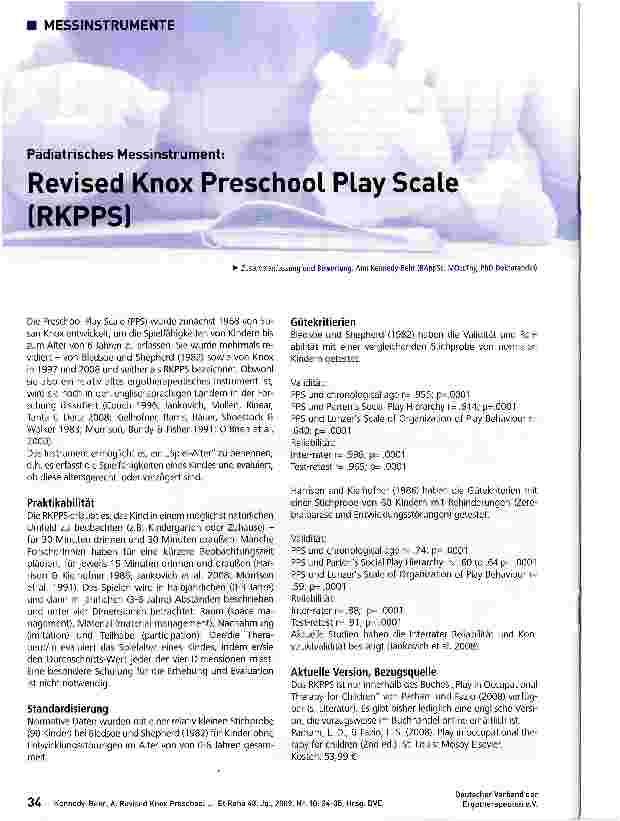 Vorschauseite 1: Revised Knox Preschool Play Scale