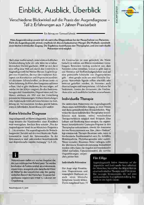 Vorschauseite 1: Einblick, Ausblick, Überblick