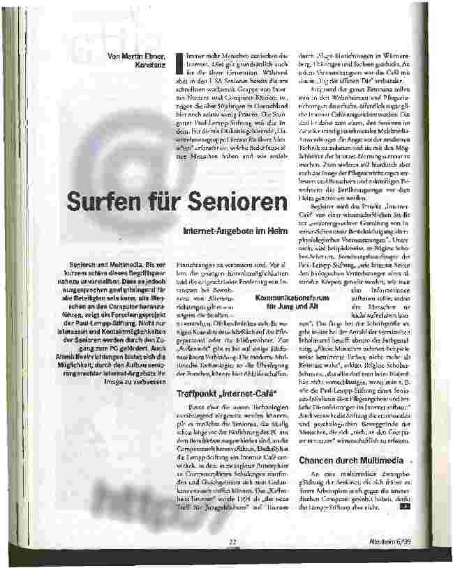 Vorschauseite 1: Surfen für Senioren Internet-Angebote im Heim