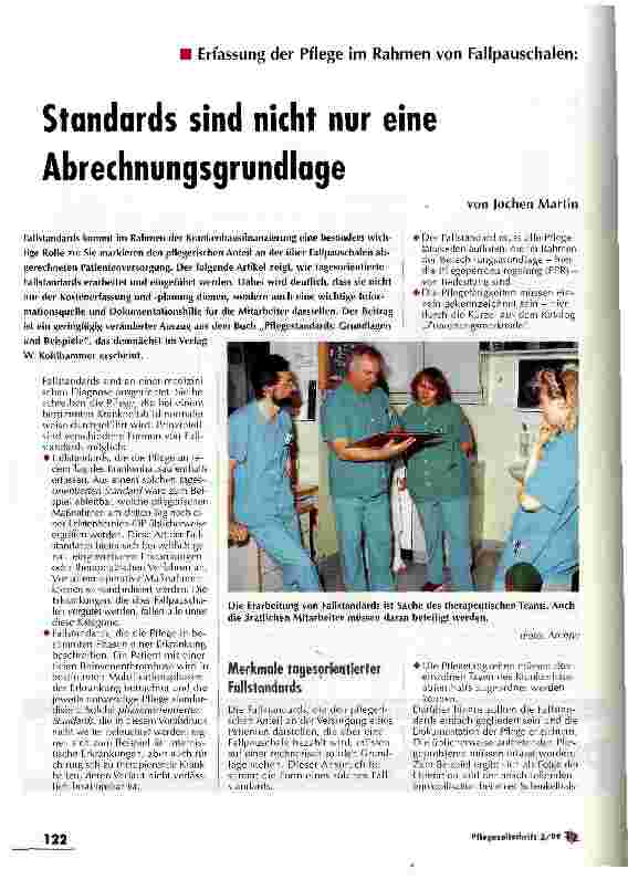 Vorschauseite 1: Erfassung der Pflege im Rahmen von Fallpauschalen: Standards sind nicht nur eine Abrechnungsgrundlage