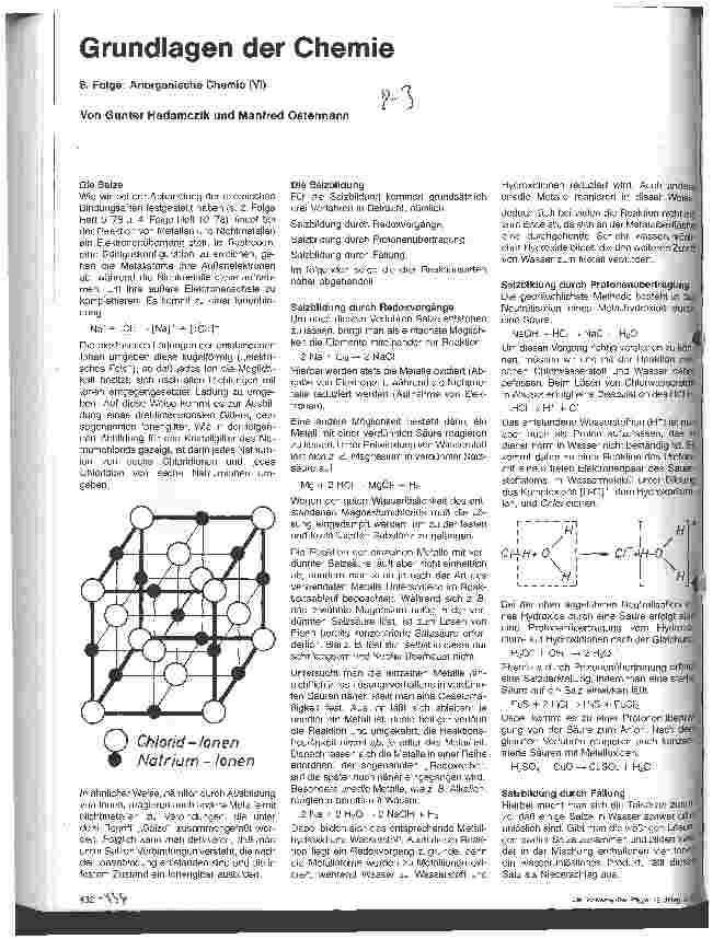 Vorschauseite 1: Grundlagen der Chemie 8. Folge: Anorganische Chemie (VI)