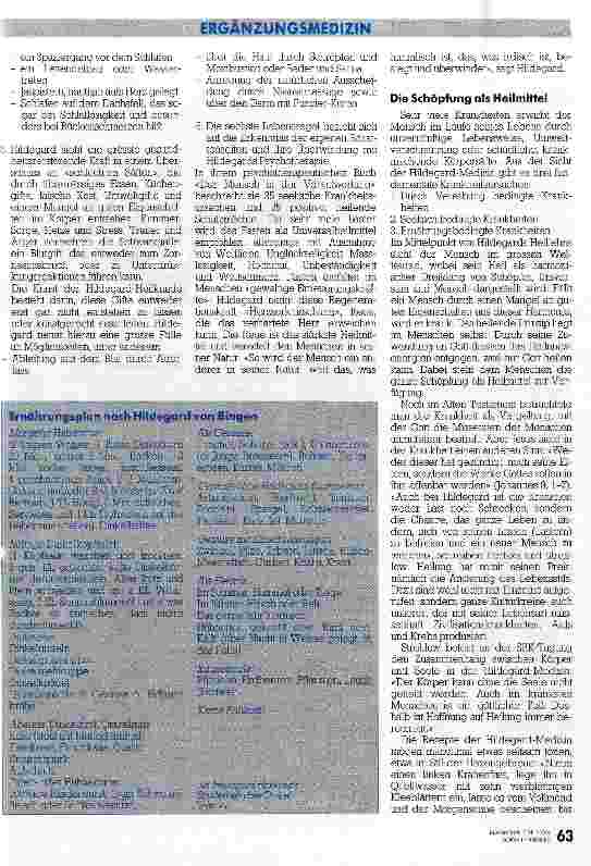 Vorschauseite 5: 800 Jahre später bestätigt SBK-Tagung über Hildegard von Bingen und ihre Medizin