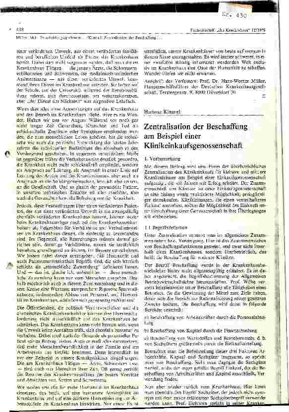 Vorschauseite 1: Zentalisation der Einkaufs- Beschaffung am Beispiel einer Klinik- Einkaufgenossenschaft