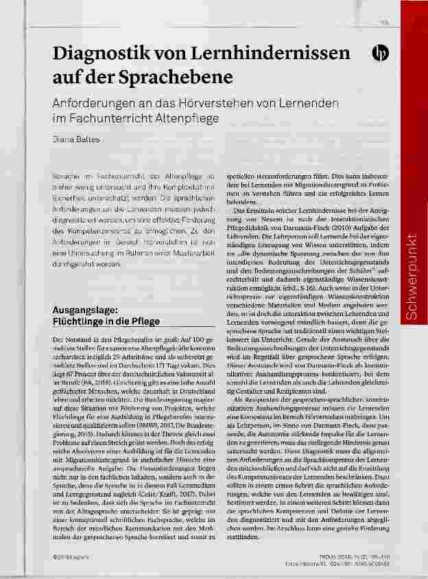 Vorschauseite 1: Diagnostik von Lernhindernissen auf der Sprachebene