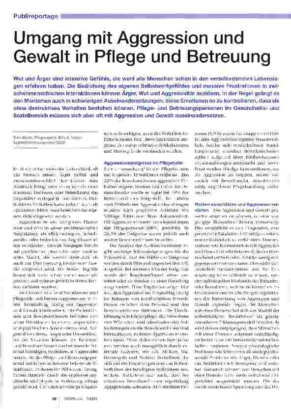 Vorschauseite 1: Umgang mit Aggression und Gewalt in Pflege und Betreuung