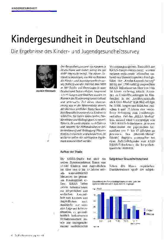Vorschauseite 1: Kindergesundheit in DeutschlandDie Ergebnisse des Kinderund Jugendgesundheitssurvey