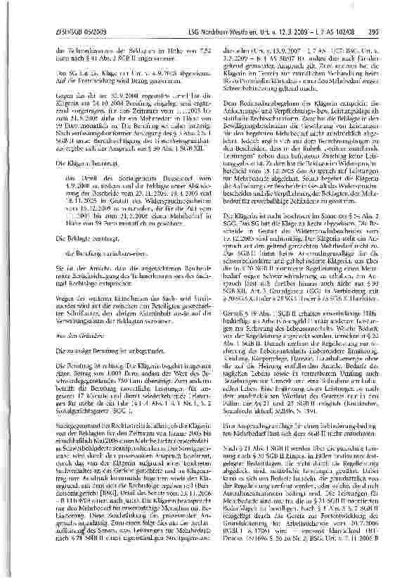 Vorschauseite 2: Gleichheitsgrundsatz; erwerbsfähige Hilfebedürftige; behinderungsbedingter Mehrbedarf