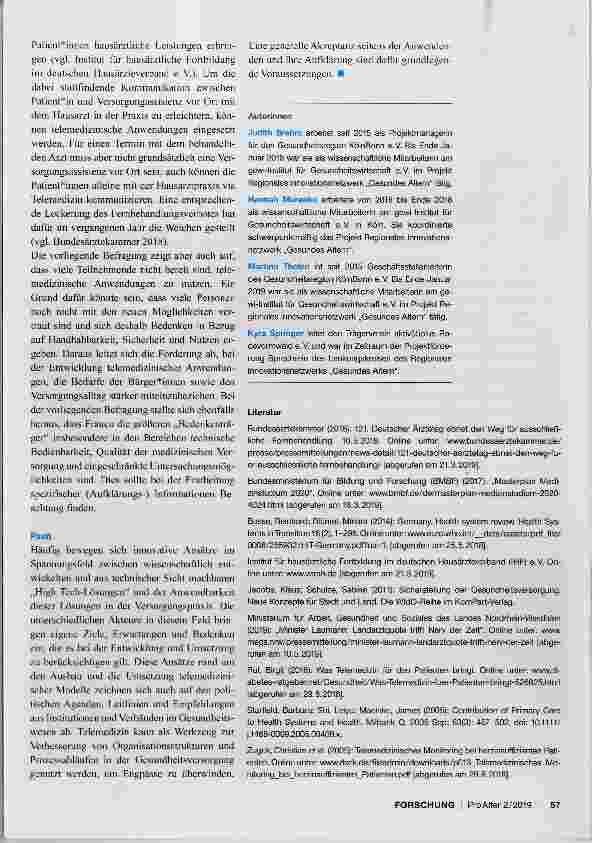 Vorschauseite 4: Telemedizin in der hausärztlichen Versorgung: Was meinen die Bürger*innen?