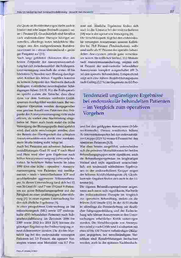 Vorschauseite 4: Aneurysmaclipping nach Subarachnoidalblutung Braucht man das noch?